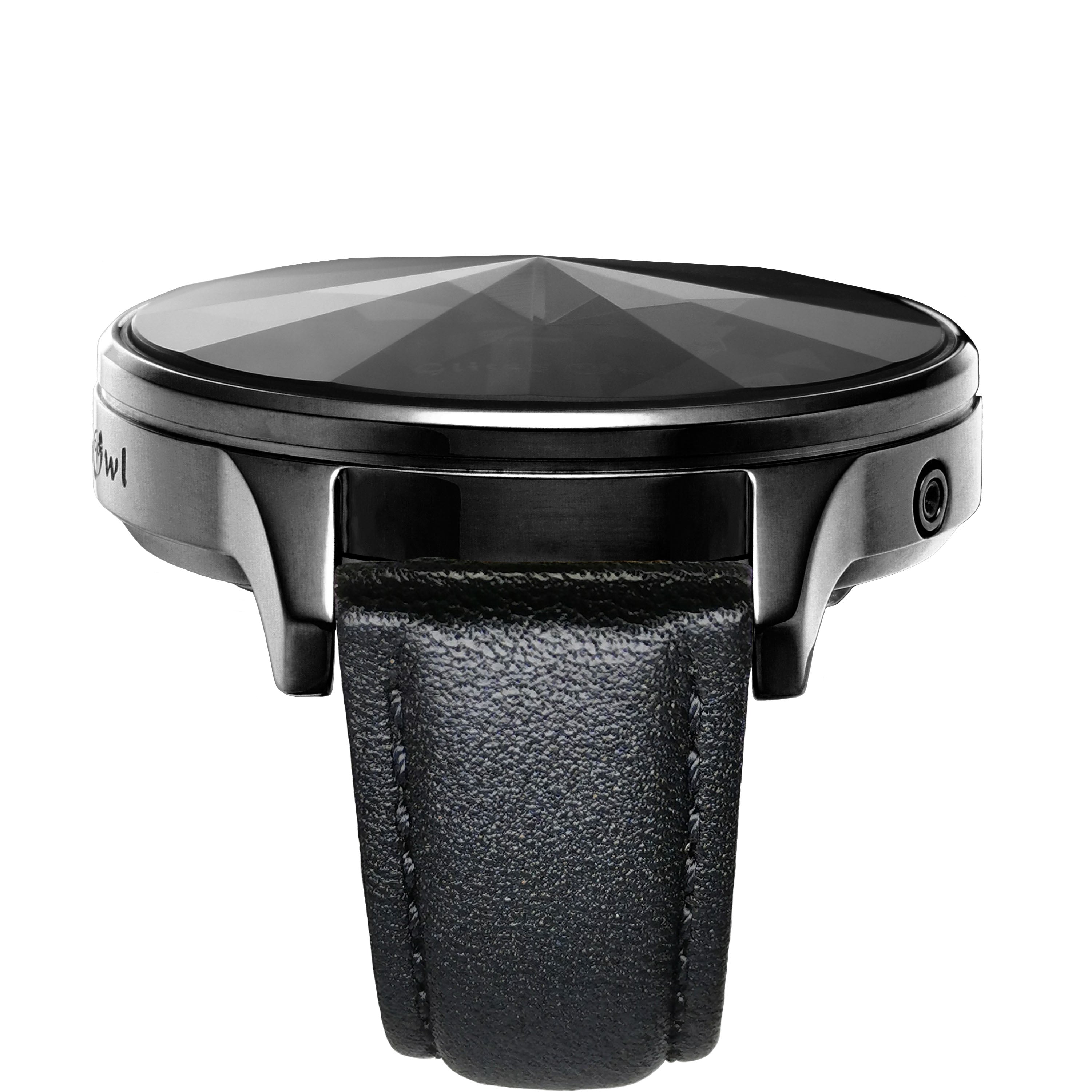 THE DIAMOND LED 黒色ステンレス鋼ブラックレザーバンド腕時計