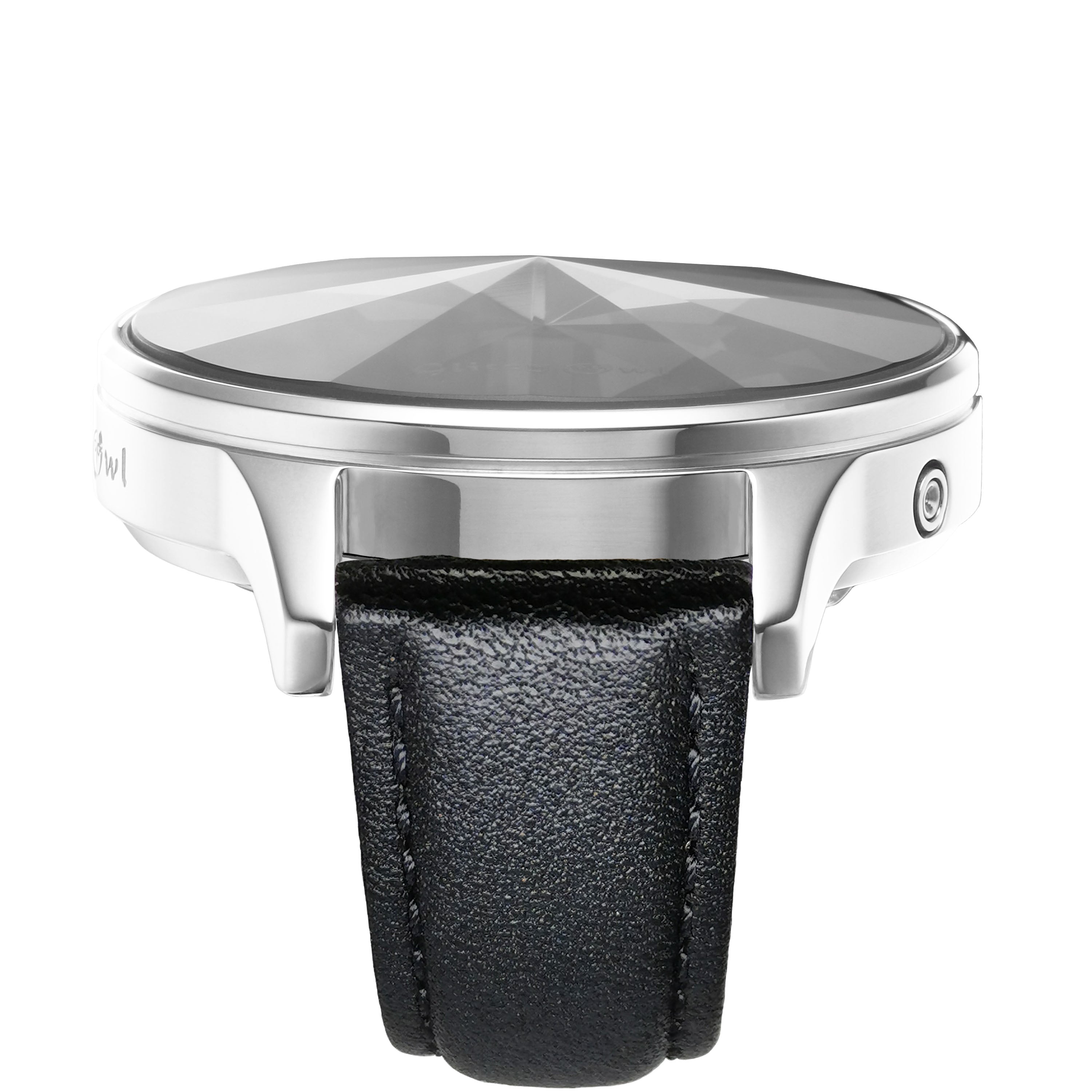 THE DIAMOND LEDスチールカラーステンレス鋼黒色レザーバンド腕時計