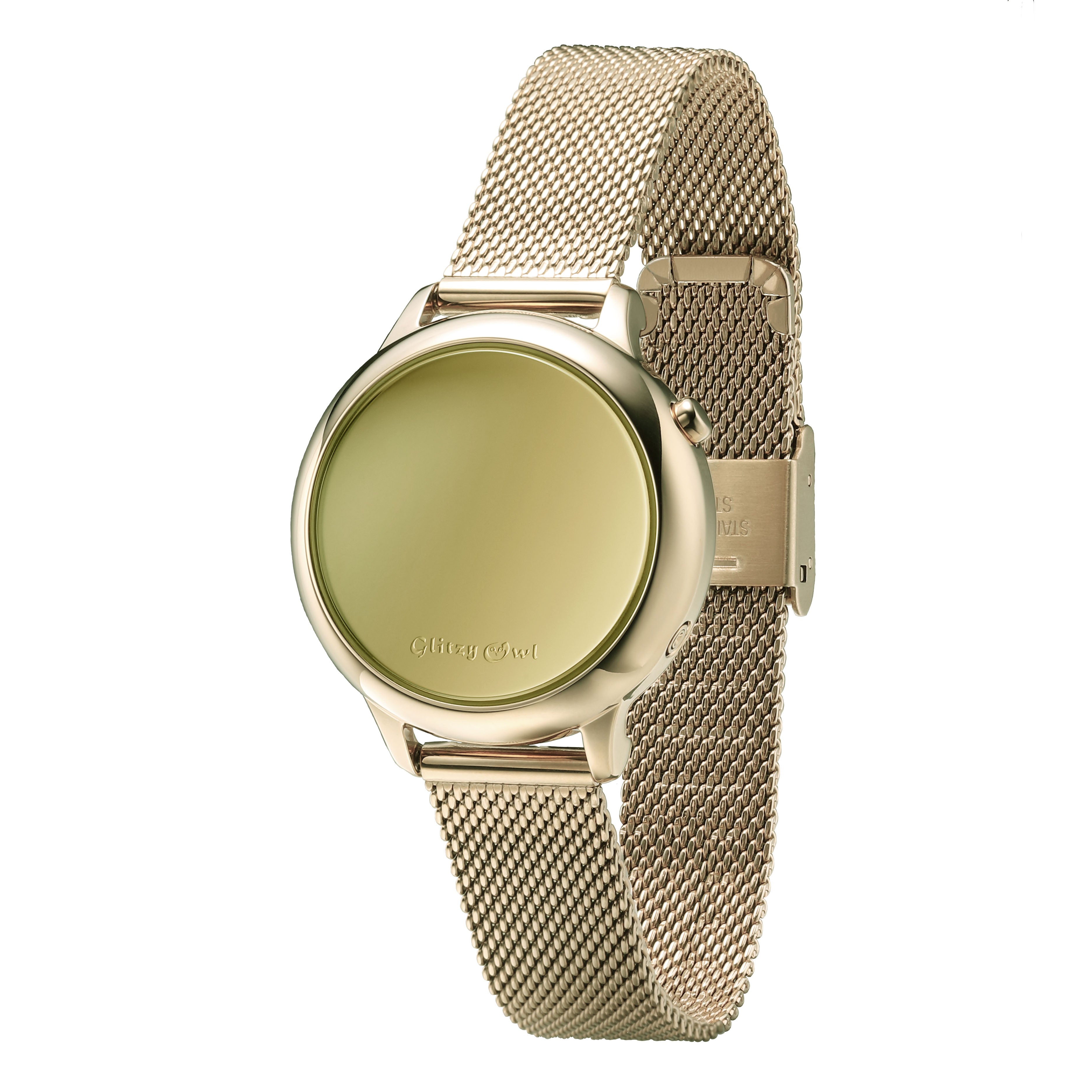 THE BUBBLE 系列 - LED金色不鏽鋼手錶