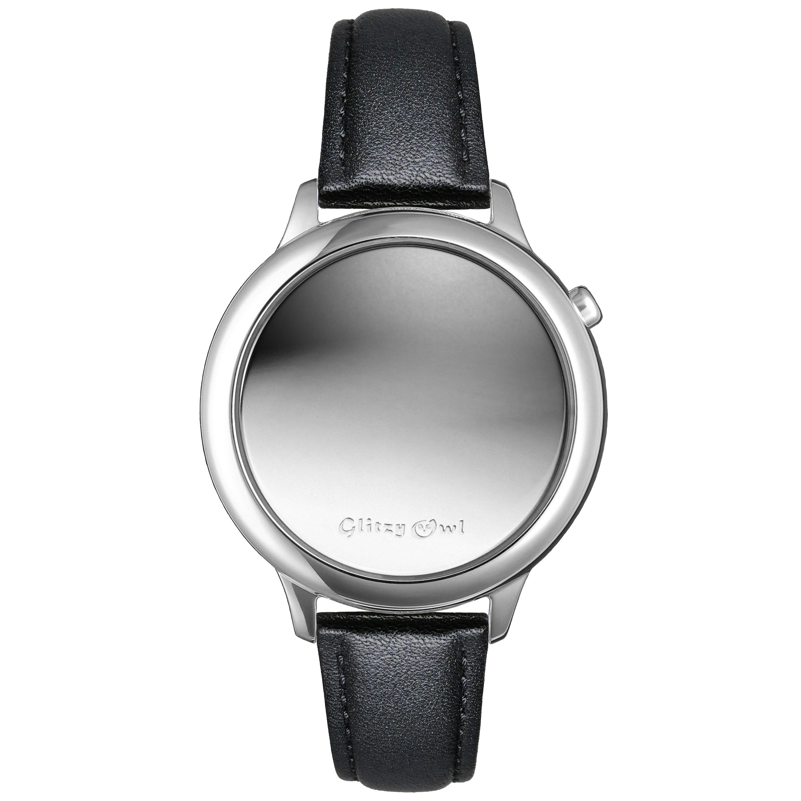 THE BUBBLE LED Stainless Steel Black Leather Watch