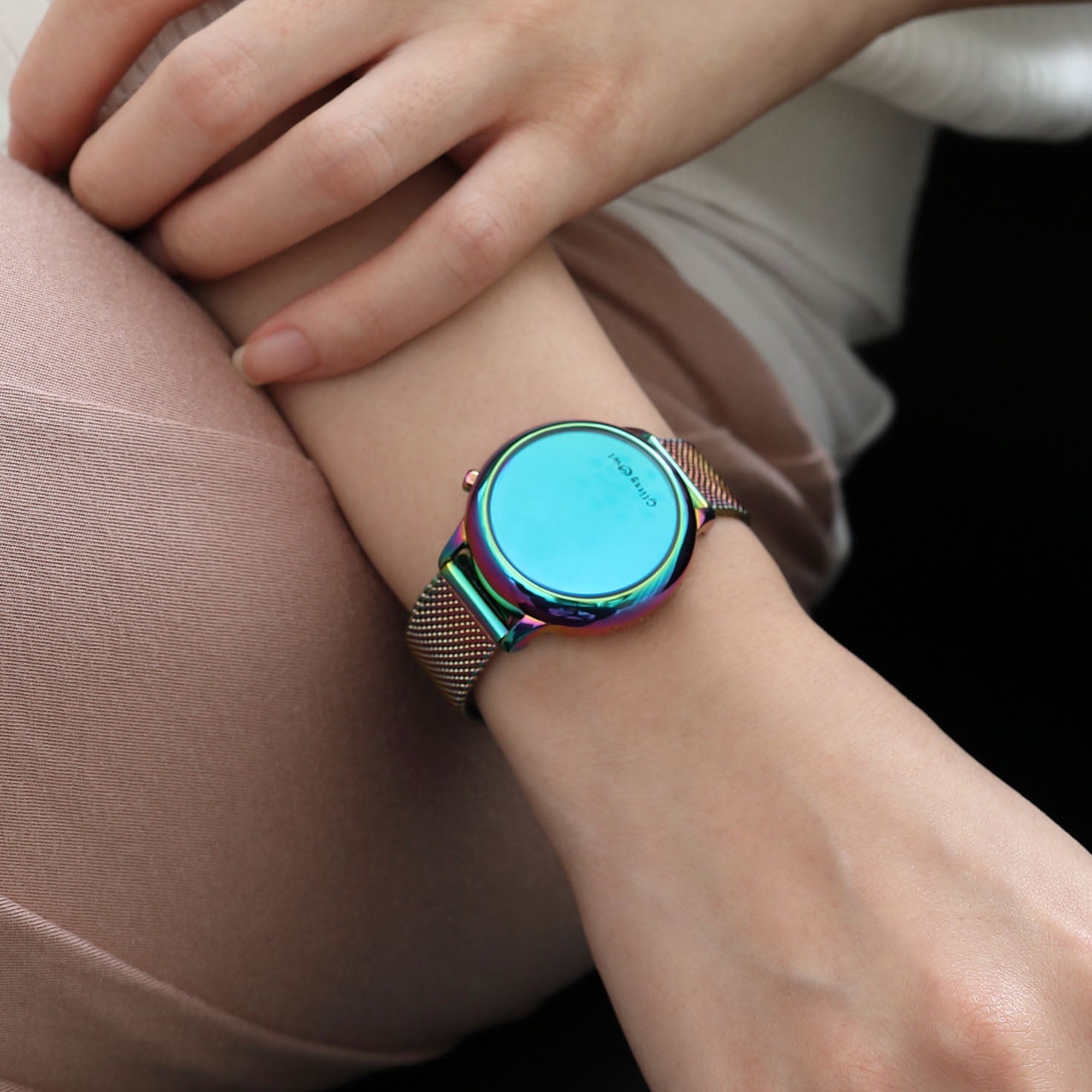THE BUBBLE LED虹色メッキステンレス鋼腕時計
