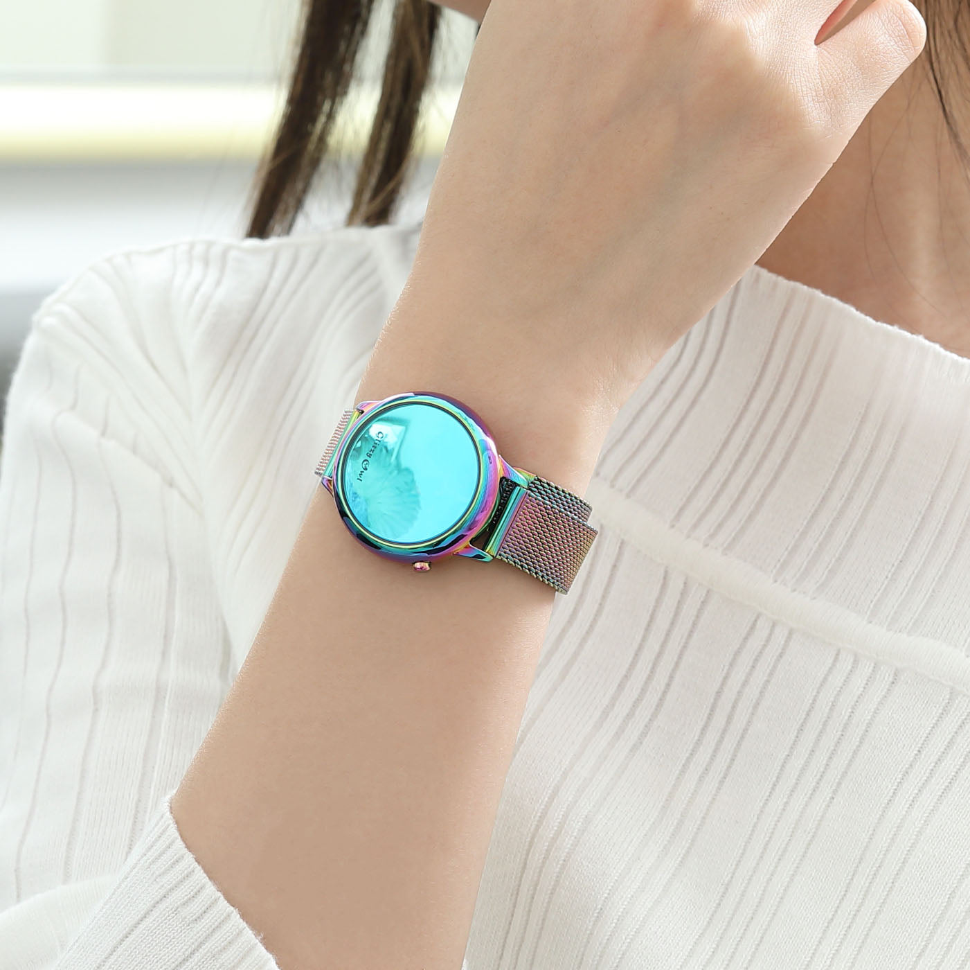 THE BUBBLE LED Iridescent Stainless Steel Watch