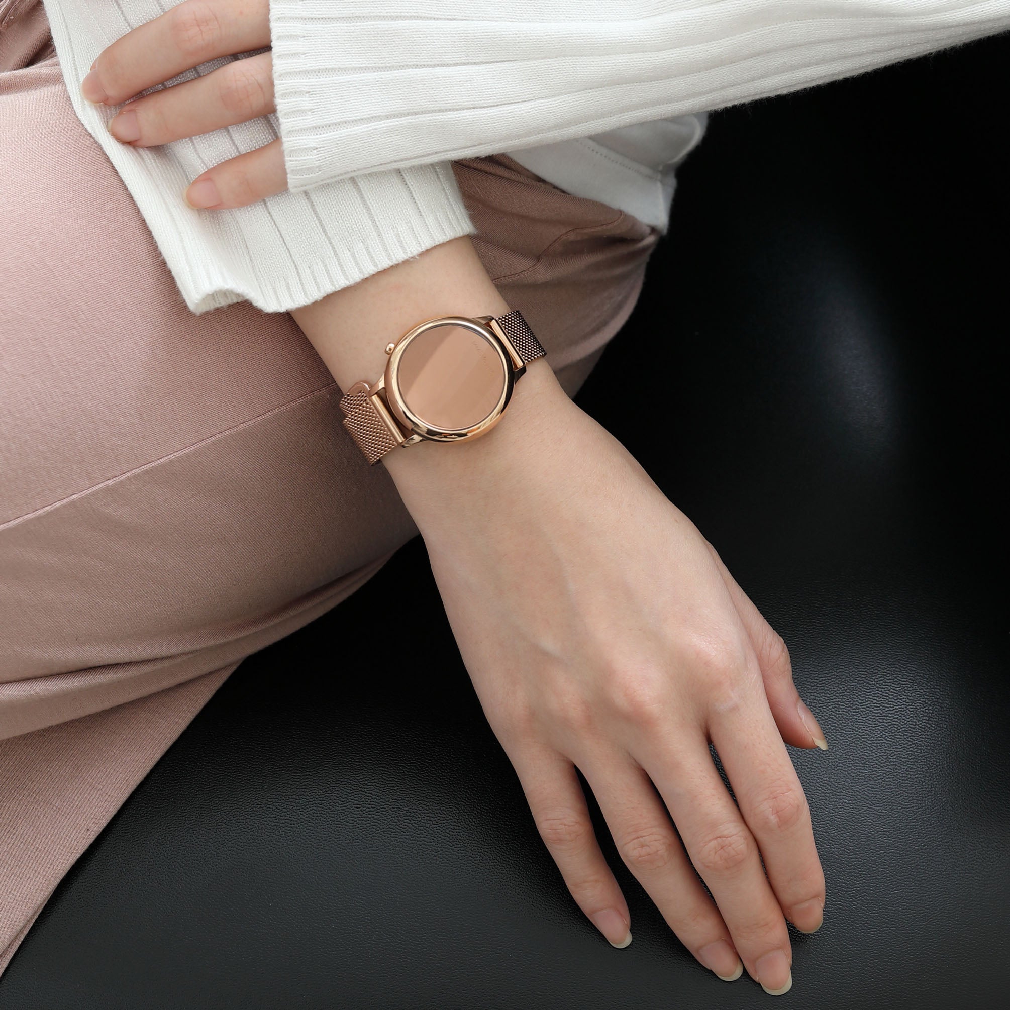 THE BUBBLE系列 - LED玫瑰金色不鏽鋼手錶