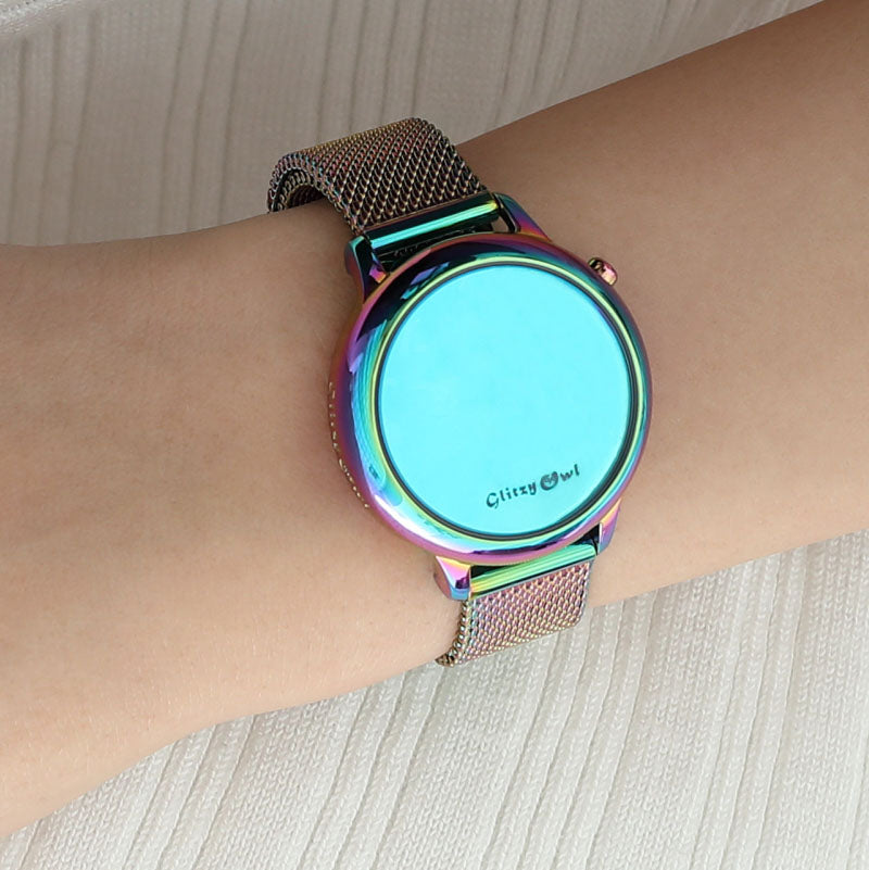 THE BUBBLE LED Iridescent Stainless Steel Watch